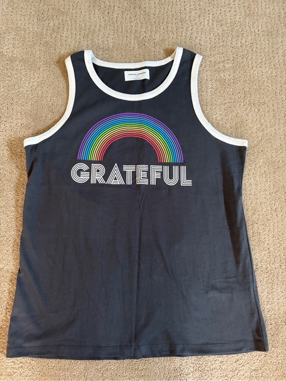 Spiritual Gangster Contrast Ringer Tee - Black and White- new- never worn
